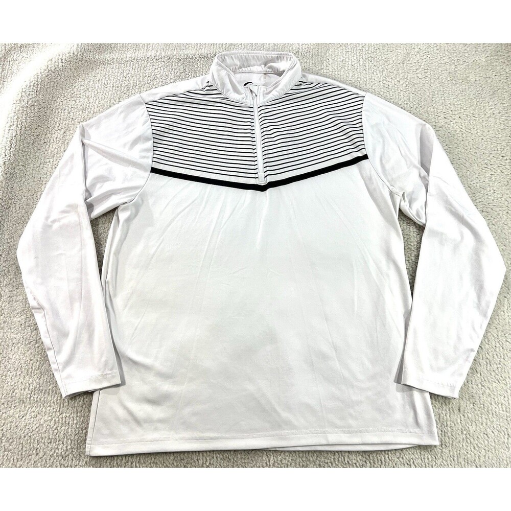 Zyia Active Athletic Pullover Striped 1/4 Zip Long Sleeve White Golf Mens XL